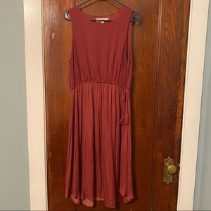 Sleeveless Midi Dress with Tassel Tie Waist